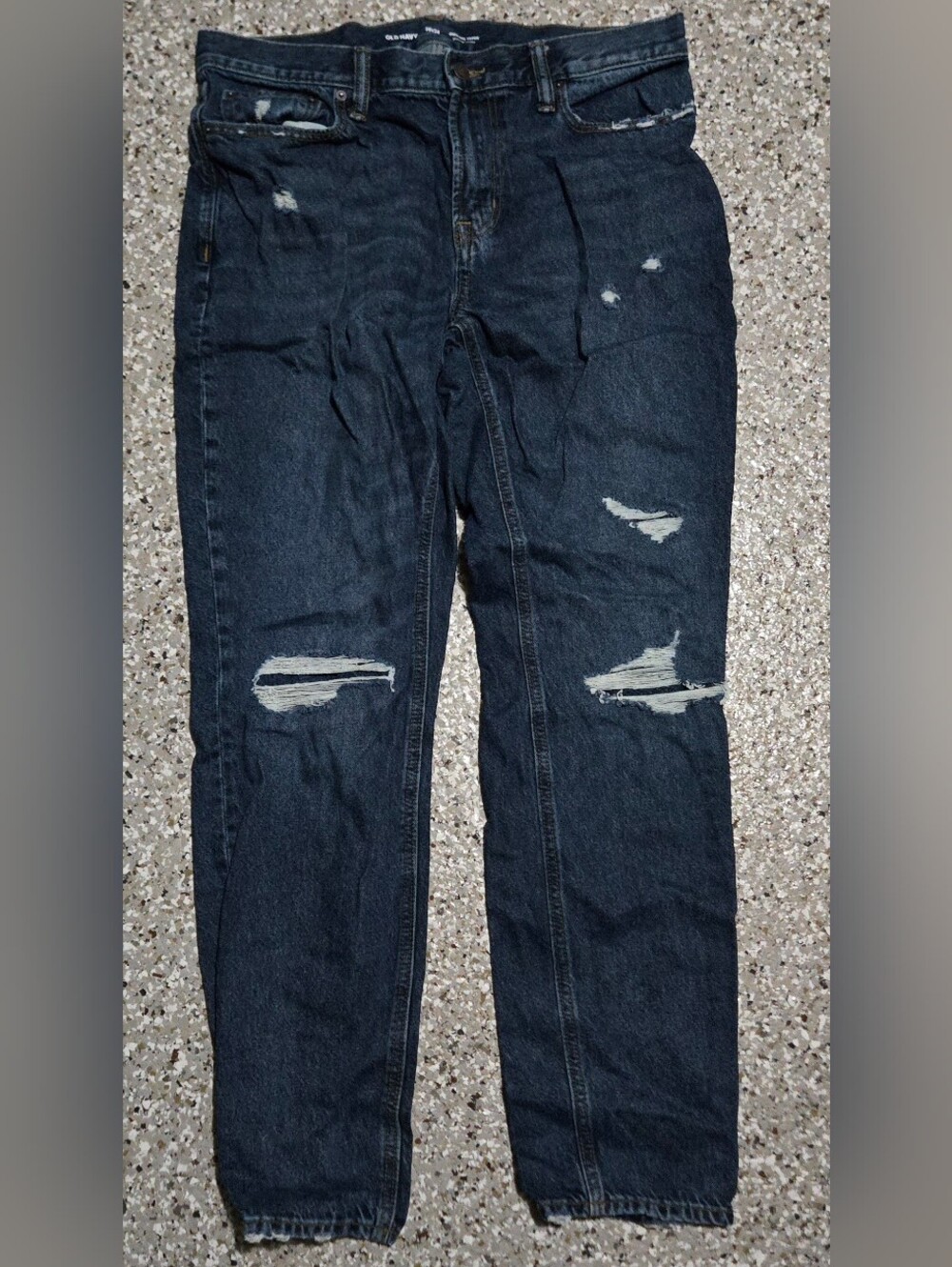 Old Navy Distressed Dark Blue Straight Fit Men's Jeans 36x34